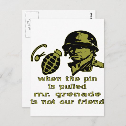 Grunt als de pinpas wordt opgehaald, Mr Grenade. Briefkaart (Voorkant / Achterkant)