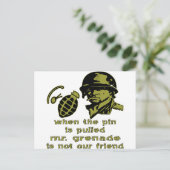 Grunt als de pinpas wordt opgehaald, Mr Grenade. Briefkaart (Staand voorkant)