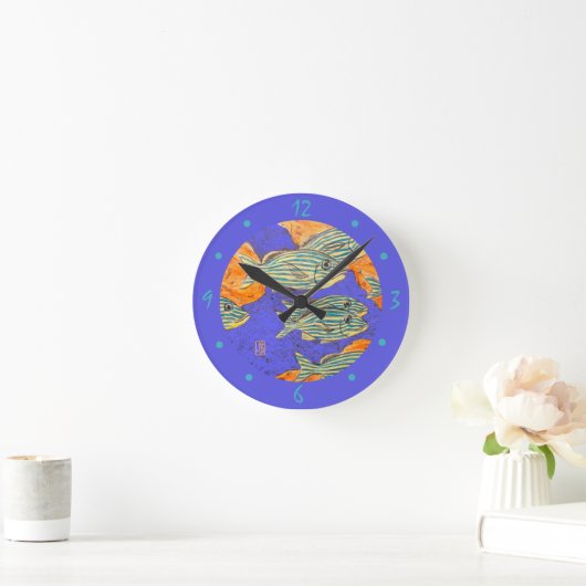 Grunts (vis) Genummerde ronde wandklok (Huis)