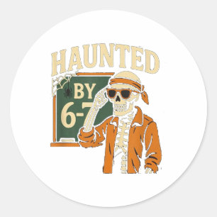 Grus Halloween Skelet Grus Zes Zeven Nummer Ronde Sticker