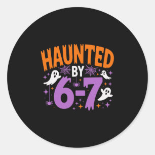 Grus Halloween Skelet Grus Zes Zeven Nummer Ronde Sticker