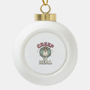 Grus het echt spook disco Halloween shirt ontwerp_ Keramische Bal Ornament