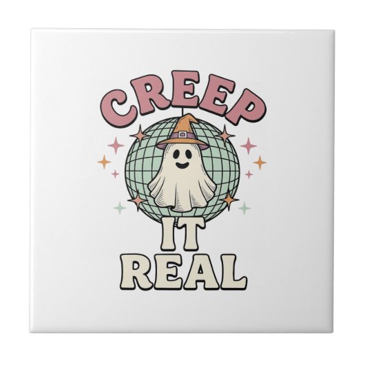 Grus het echt spook disco Halloween shirt ontwerp_ Tegeltje (Voorkant)