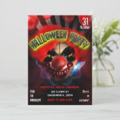 Gruselig Enge Moordenaar Clown Halloween Feest Kaart (Staand voorkant)