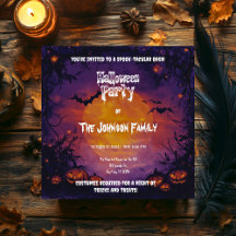 Gruselig Halloween-feest met pompoenen en vleermui