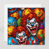 Gruselige enge clowns Halloween Feestdagenkaart (Voorkant / Achterkant)