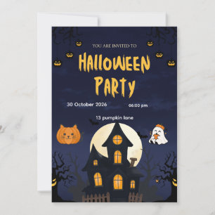 Gruselige Halloween-feestuitnodiging – Bewerkbare Kaart