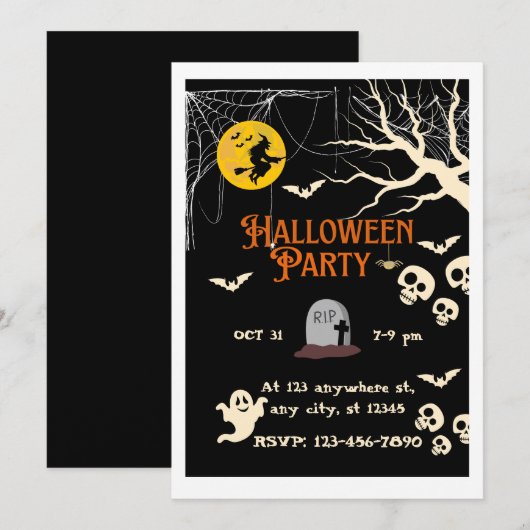 Gruselige Halloween-feestuitnodiging Kaart (Voorkant / Achterkant)