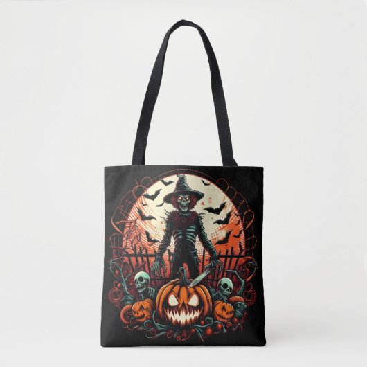 Gruselige Jack O Lantern-vogelverschrikker Slecht  Tote Bag (Voorkant)