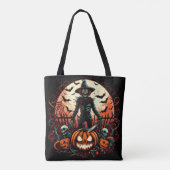 Gruselige Jack O Lantern-vogelverschrikker Slecht  Tote Bag (Achterkant)