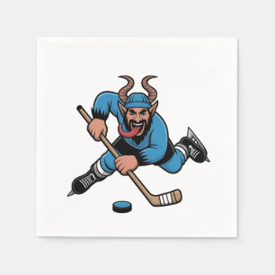 Gruselige Krampus die ijshockeysport speelt Servet
