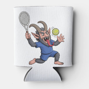 Gruselige Krampus speelt tennis met Kerstmis Blikjeskoeler