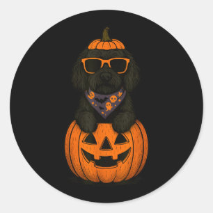 Gruselige Labradoodle Pompoen Halloween Hondenlief Ronde Sticker
