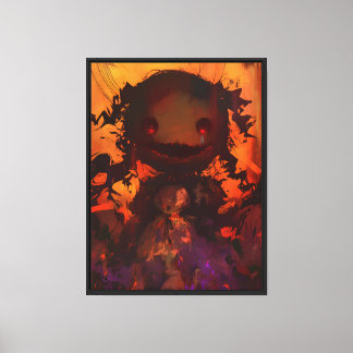 Gruselige popnachtmerrie Donkere surrealist vuur & Canvas Afdruk