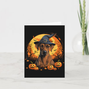 Gruselige Rhodesian Ridgeback-hond Heks Halloween Kaart