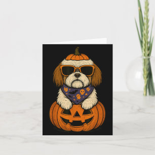 Gruselige Shih Tzu Pompoen Halloween Hondenliefheb Kaart