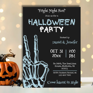 Gruselige Skelet Hand Fright Night Halloween Feest Kaart