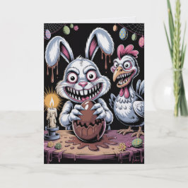 Gruselige Surrealistische Horror Pasen Kaart Donke