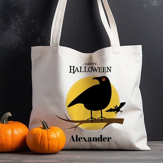 Gruselige Zwarte Raaf Halloween Tote Bag