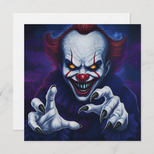 Gruselijke clown uitnodiging (Voorkant / Achterkant)