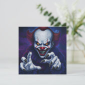 Gruselijke clown uitnodiging (Staand voorkant)