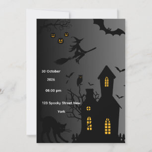 Grusige Halloween-feestuitnodiging – Spookhuis Kaart