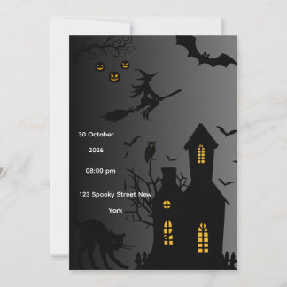 Grusige Halloween-feestuitnodiging – Spookhuis Kaart