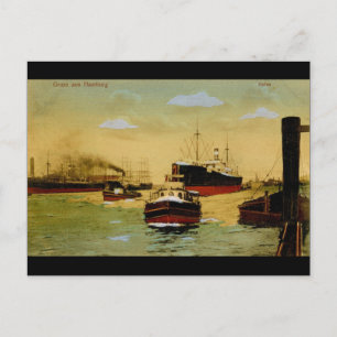 Gruss aus Hamburg, Vintage Hafen Briefkaart