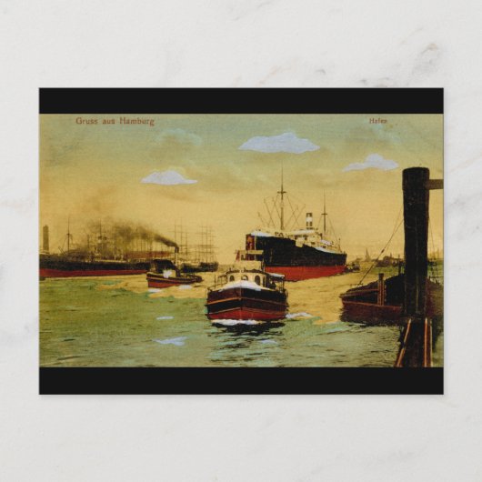 Gruss aus Hamburg, Vintage Hafen Briefkaart (Voorkant)