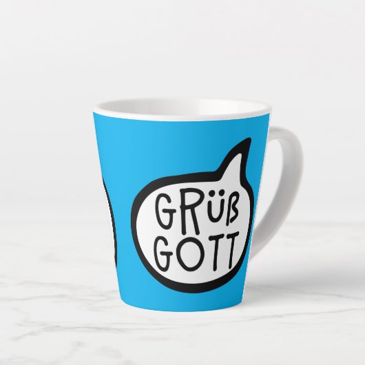 Grüß Gott, Beiers, Oostenrijkers, Duitse Hallo Latte Mok (Rechterhoek)