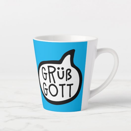 Grüß Gott, Beiers, Oostenrijkers, Duitse Hallo Latte Mok (Rechts)