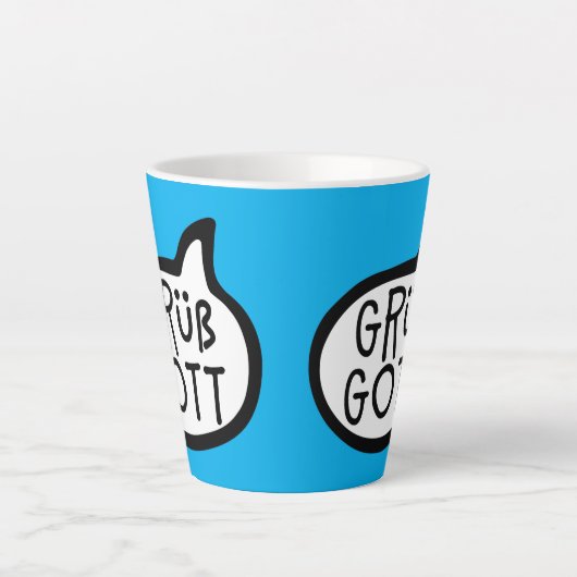 Grüß Gott, Beiers, Oostenrijkers, Duitse Hallo Latte Mok (Voorkant)