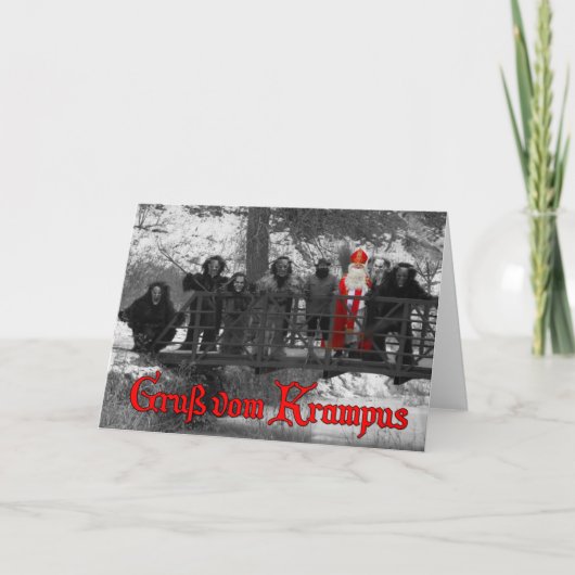 Gruß vom Krampus - B&W Feestdagen Kaart (Voorkant)