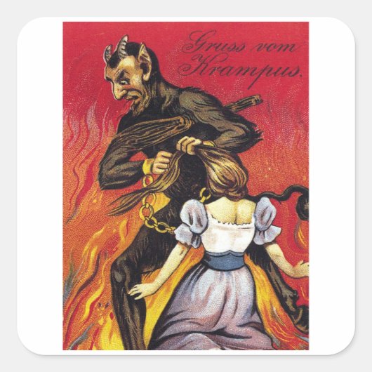 Gruss Von Krampus -  Krampus Vierkante Sticker (Voorkant)