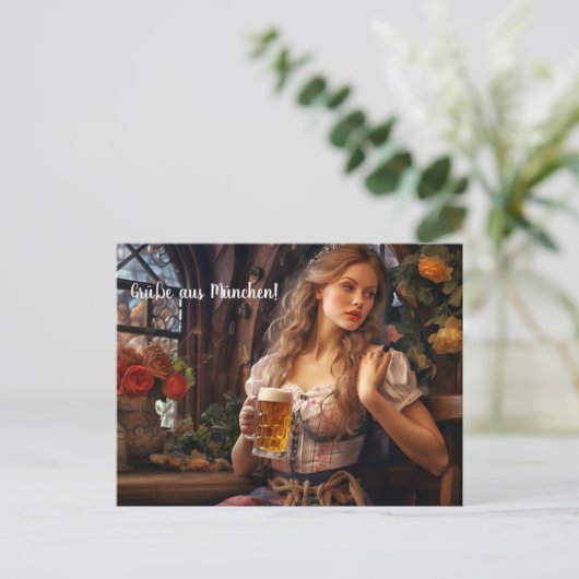 Grüße aus München! Bierzeltstimmung. Bier Briefkaart (Staand voorkant)