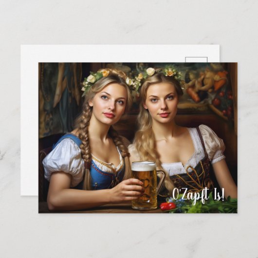 Grüße aus München! Bierzeltstimmung. Dirndl Briefkaart (Voorkant / Achterkant)