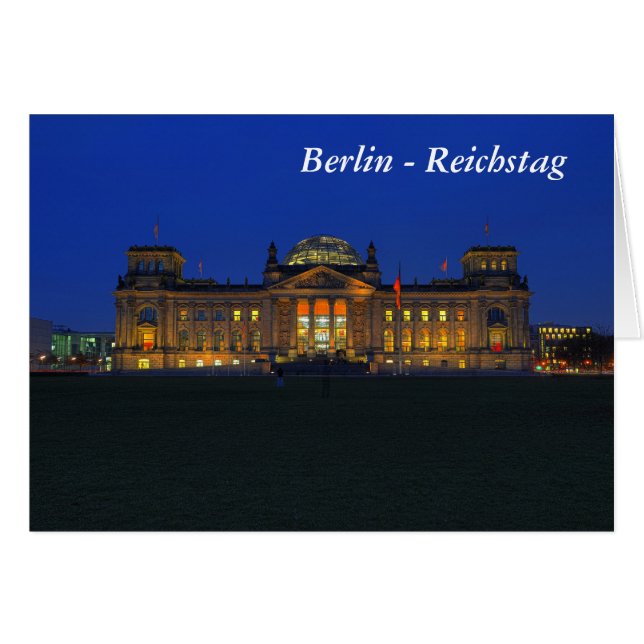Grußkarte Berlin - Reichstag am Abend (Voorkant Horizontaal)