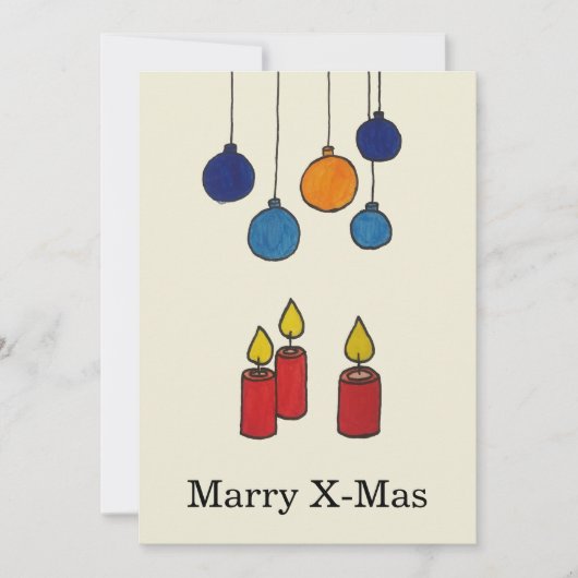 Grußkarte Weihnachten Kerzen und Weihnachtskugeln Feestdagenkaart (Voorkant)