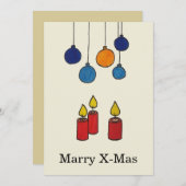 Grußkarte Weihnachten Kerzen und Weihnachtskugeln Feestdagenkaart (Voorkant / Achterkant)