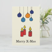 Grußkarte Weihnachten Kerzen und Weihnachtskugeln Feestdagenkaart (Staand voorkant)