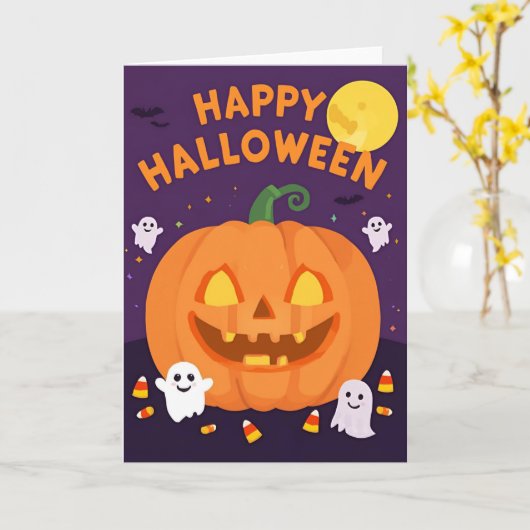 Grutte Halloween-uitnodigingskaart – 5x7 Kaart (Gele Bloem)