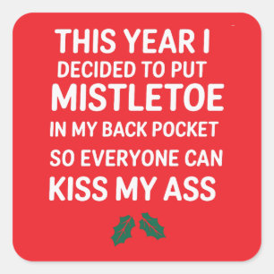 Gruwe Kerst Morsige Kerst Kerstboom Vierkante Sticker