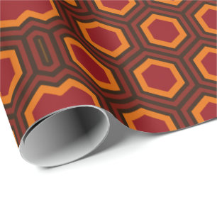 gruwelhotel tapijt, geometrisch patroon 70s schatt cadeaupapier