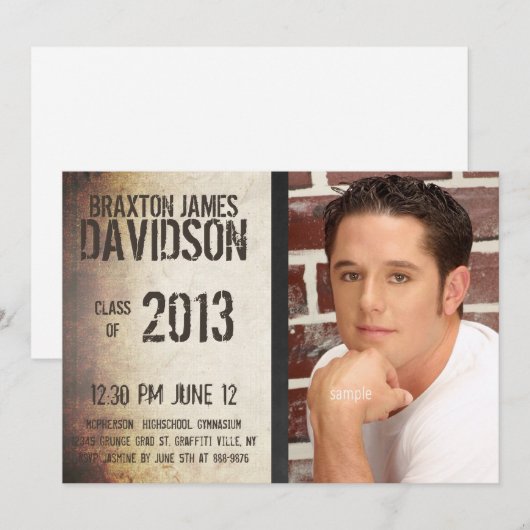 Gruwelig Grunge Graffiti Stijl Foto Grad (Voorkant / Achterkant)