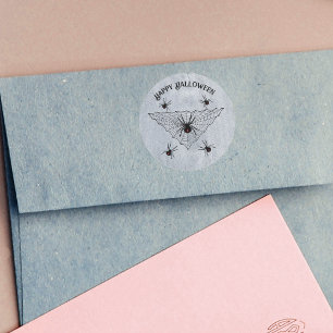 Gruwelige kruipende zwarte weduwen spinnenweb wit ronde sticker