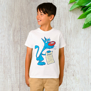 Gruwelijke Blauwe Cartoonkat met Lijst van Eisen T-shirt