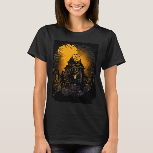 Gruwelijke Halloween Nachtmerrie Scene T-shirt (Voorkant)