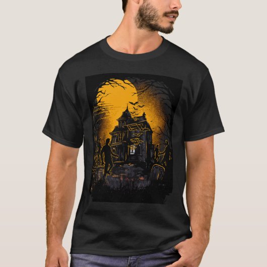 Gruwelijke Halloween Nachtmerrie Scene T-shirt (Voorkant)