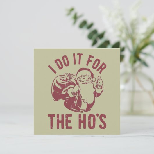 Gruwelijke Kerstman Gezicht Ik Doe Het Voor De Ho' Feestdagenkaart (Staand voorkant)