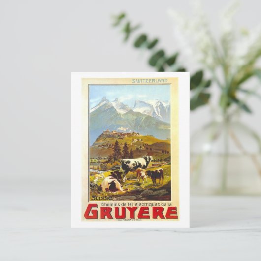  Gruyere Zwitserland Travel Poster Briefkaart (Staand voorkant)